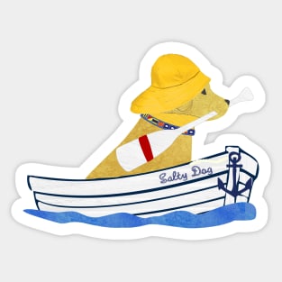 Nautical Preppy Golden Retriever Aboard The Salty Dog Sticker